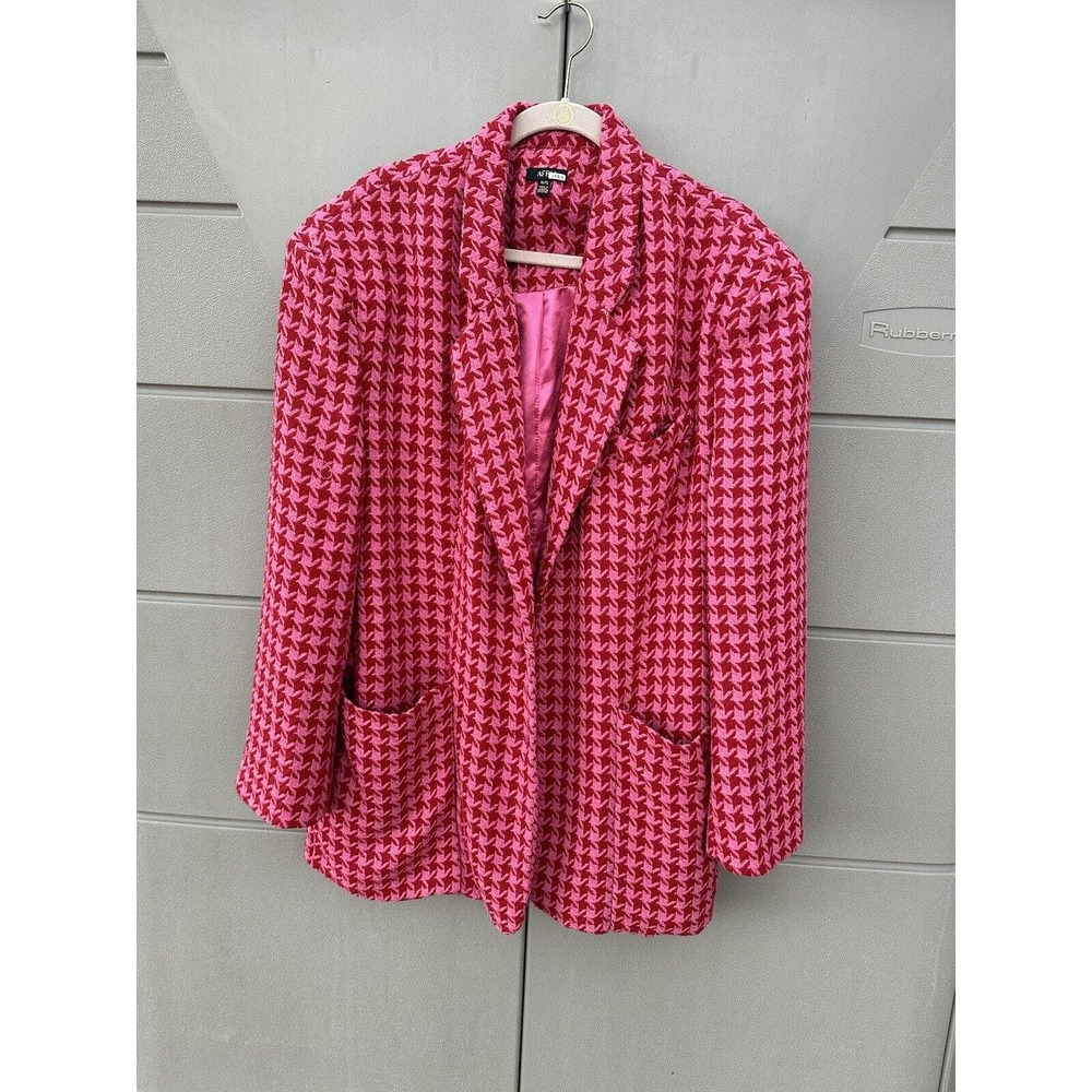 AFRM Sassy XL Pink Red Herringbone Lined Oversized Fit Blazer Barbie core READ - Picture 8 of 16